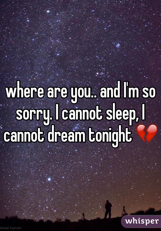 where are you.. and I'm so sorry. I cannot sleep, I cannot dream tonight 💔