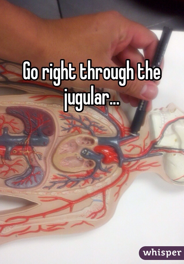 Go right through the jugular...