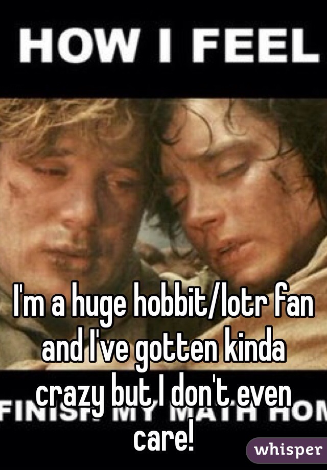 I'm a huge hobbit/lotr fan and I've gotten kinda crazy but I don't even care!