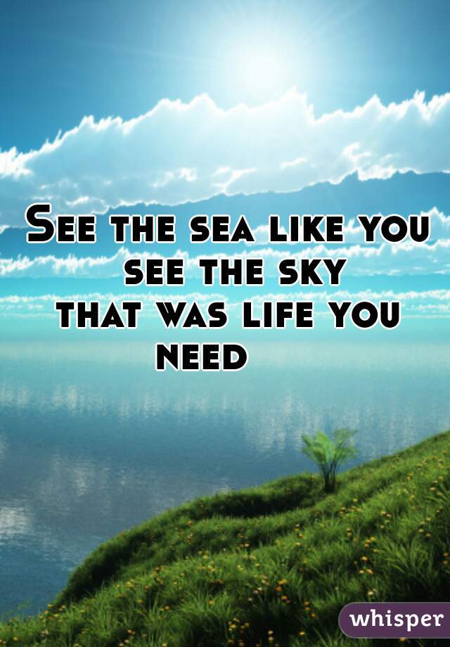 See the sea like you see the sky
that was life you need     