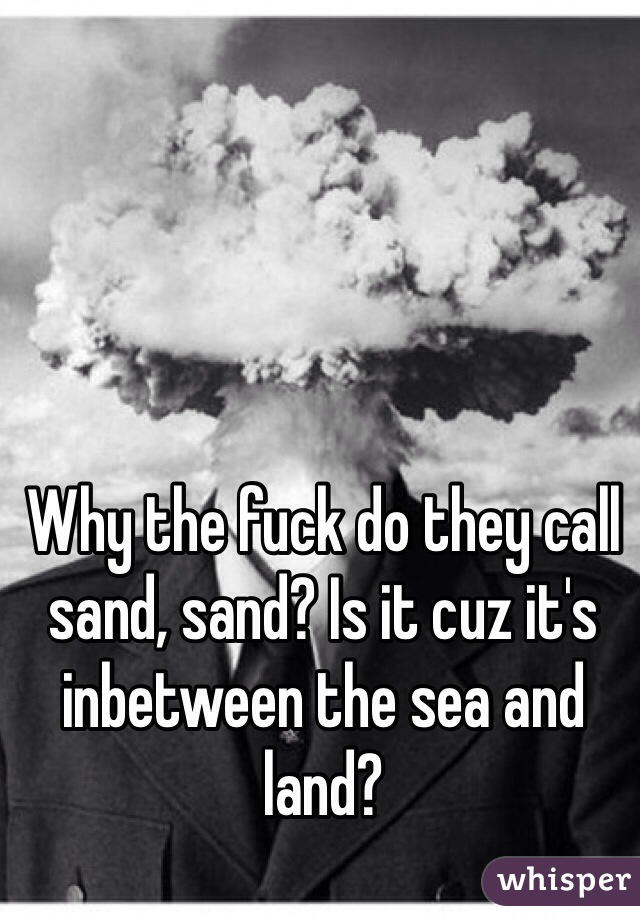 Why the fuck do they call sand, sand? Is it cuz it's inbetween the sea and land?