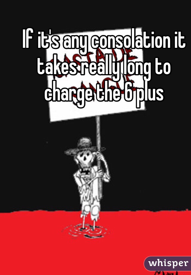 If it's any consolation it takes really long to charge the 6 plus 