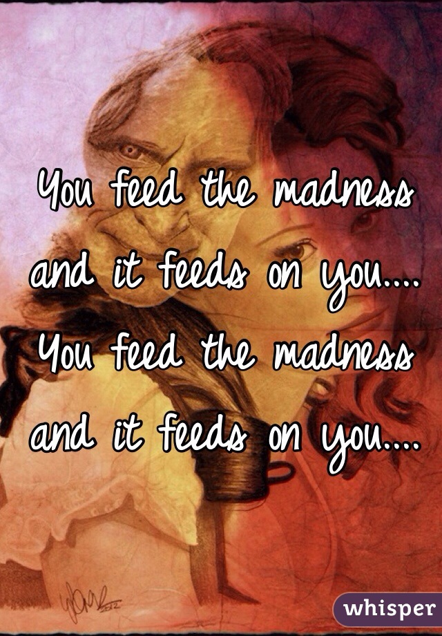 You feed the madness and it feeds on you.... You feed the madness and it feeds on you.... 