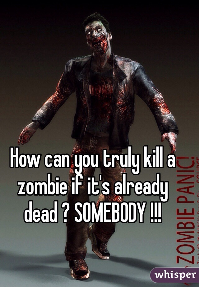 How can you truly kill a zombie if it's already dead ? SOMEBODY !!!