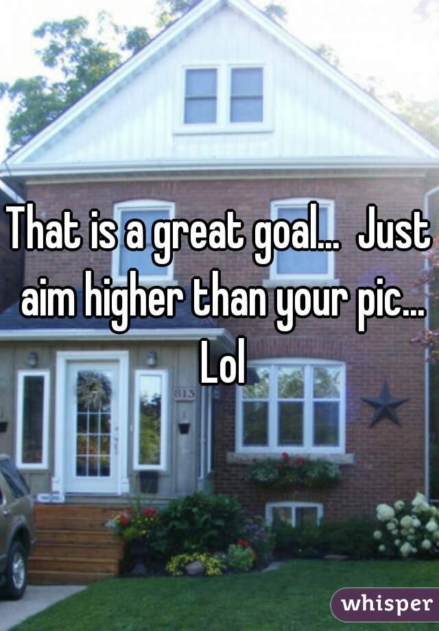 That is a great goal...  Just aim higher than your pic... Lol