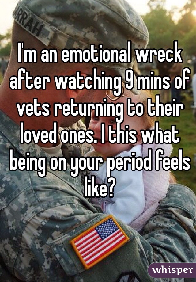 I'm an emotional wreck after watching 9 mins of vets returning to their loved ones. I this what being on your period feels like?