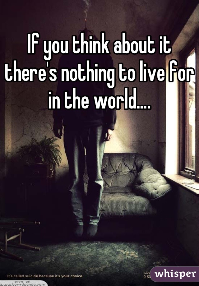 If you think about it there's nothing to live for in the world....