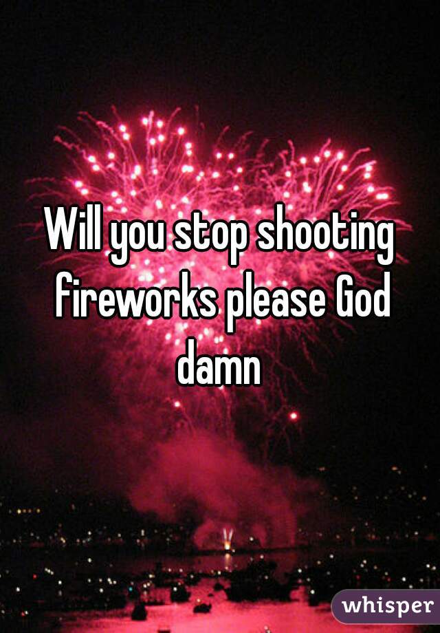 Will you stop shooting fireworks please God damn 