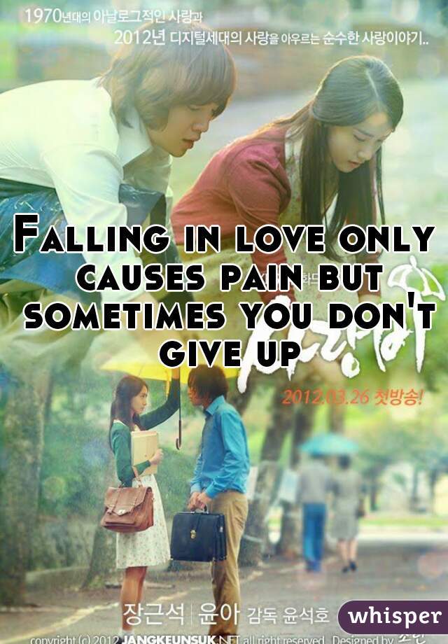 Falling in love only causes pain but sometimes you don't give up