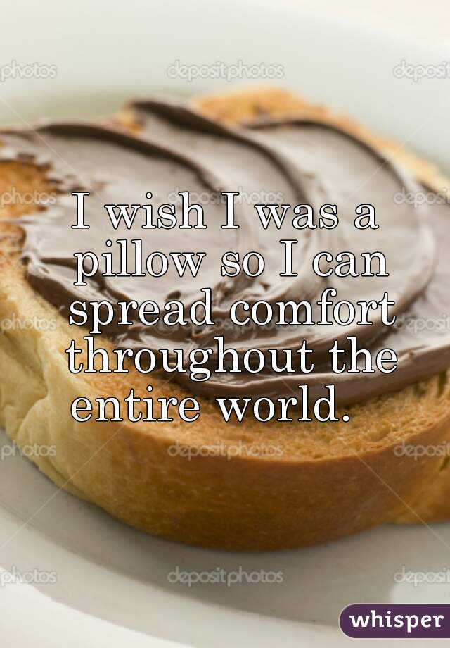 I wish I was a pillow so I can spread comfort throughout the entire world.   