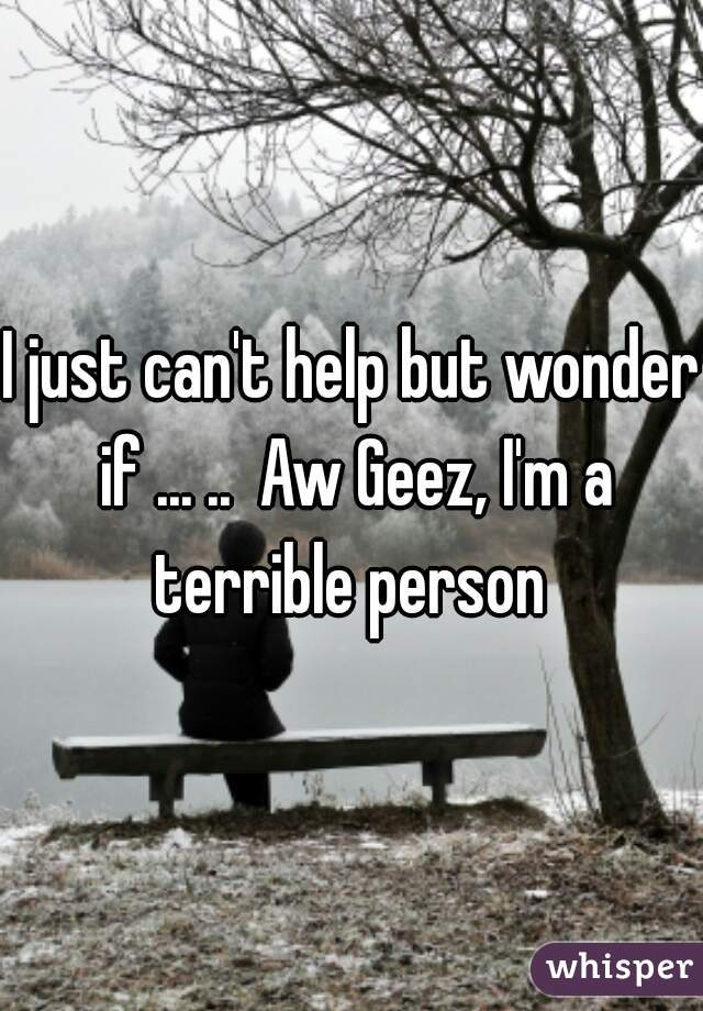 I just can't help but wonder if ... ..  Aw Geez, I'm a terrible person 