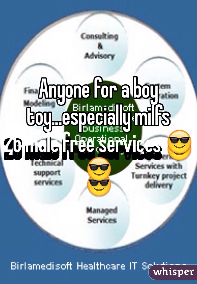 Anyone for a boy toy...especially milfs 
26 male free services 😎😎