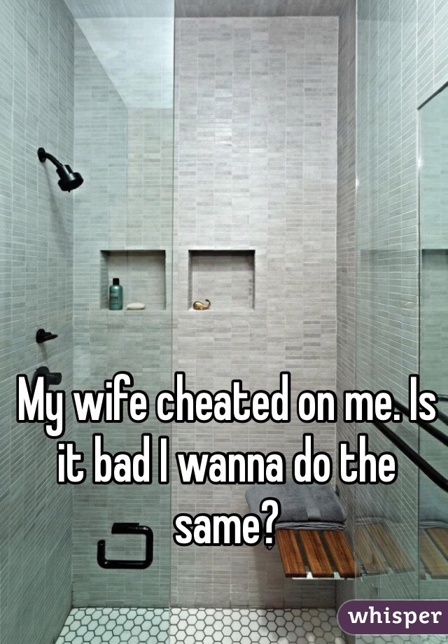 My wife cheated on me. Is it bad I wanna do the same?