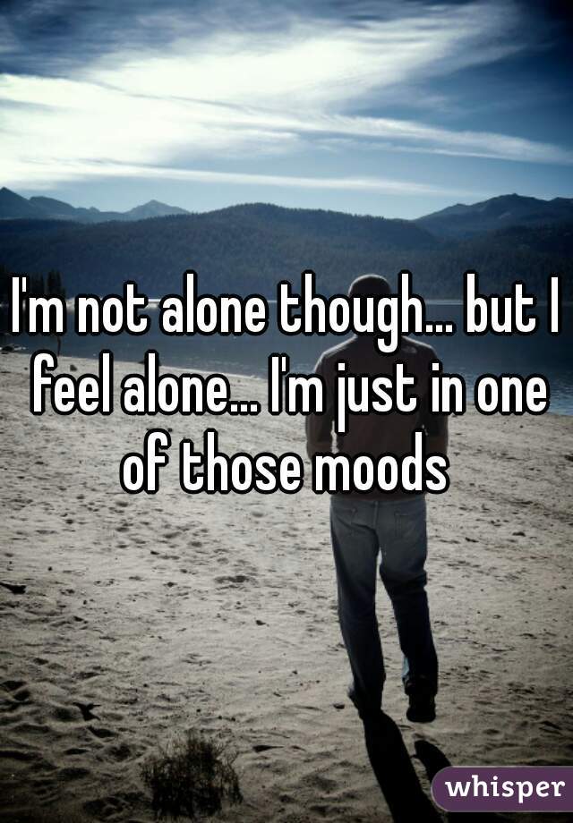 I'm not alone though... but I feel alone... I'm just in one of those moods 