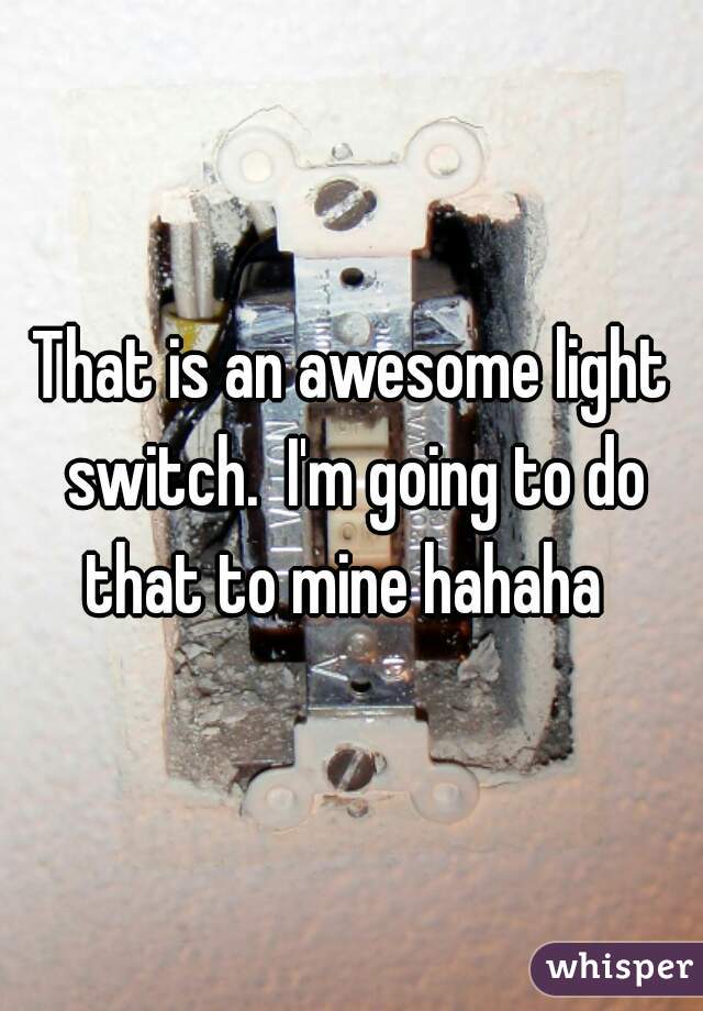 That is an awesome light switch.  I'm going to do that to mine hahaha  