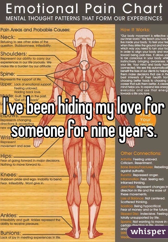 I've been hiding my love for someone for nine years.