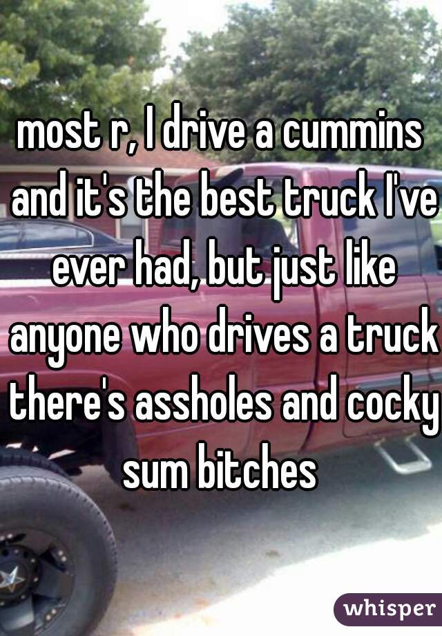 most r, I drive a cummins and it's the best truck I've ever had, but just like anyone who drives a truck there's assholes and cocky sum bitches 