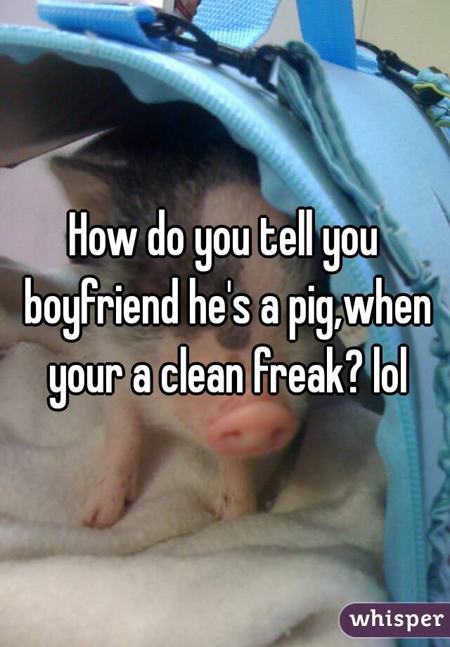 How do you tell you boyfriend he's a pig,when your a clean freak? lol