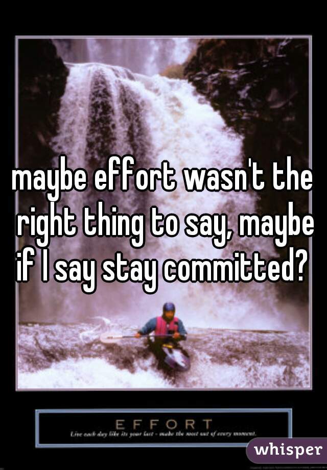 maybe effort wasn't the right thing to say, maybe if I say stay committed? 