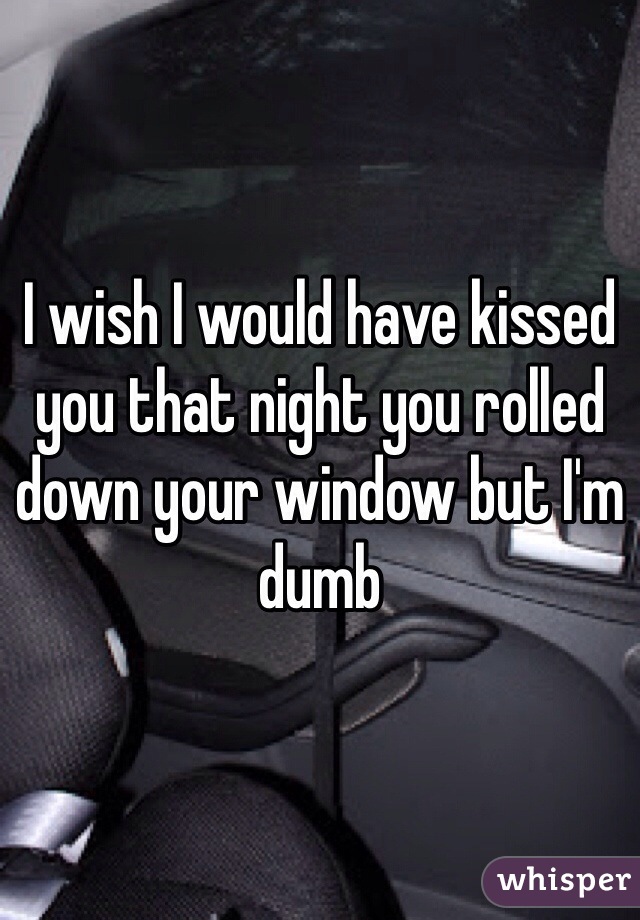 I wish I would have kissed you that night you rolled down your window but I'm dumb 