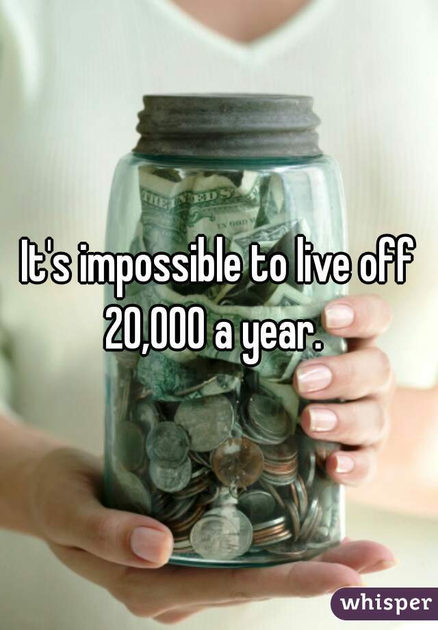 It's impossible to live off 20,000 a year.  