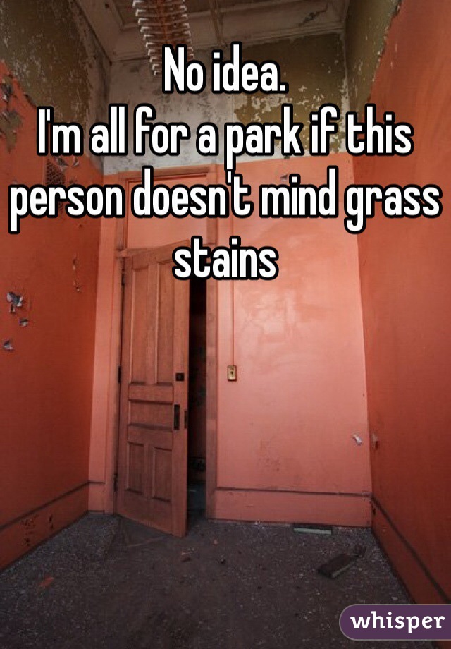 No idea.
I'm all for a park if this person doesn't mind grass stains