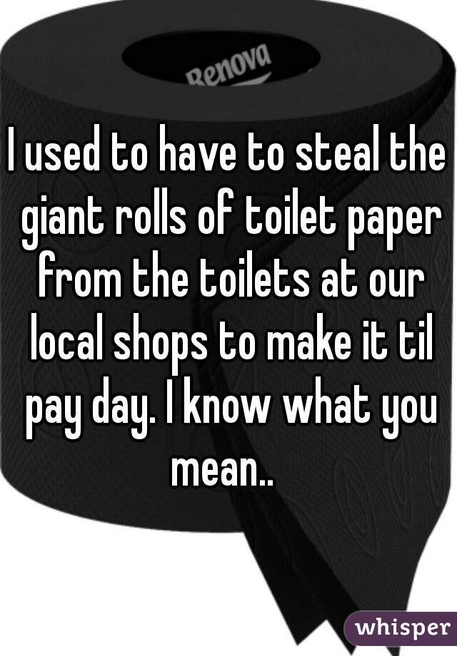 I used to have to steal the giant rolls of toilet paper from the toilets at our local shops to make it til pay day. I know what you mean..  