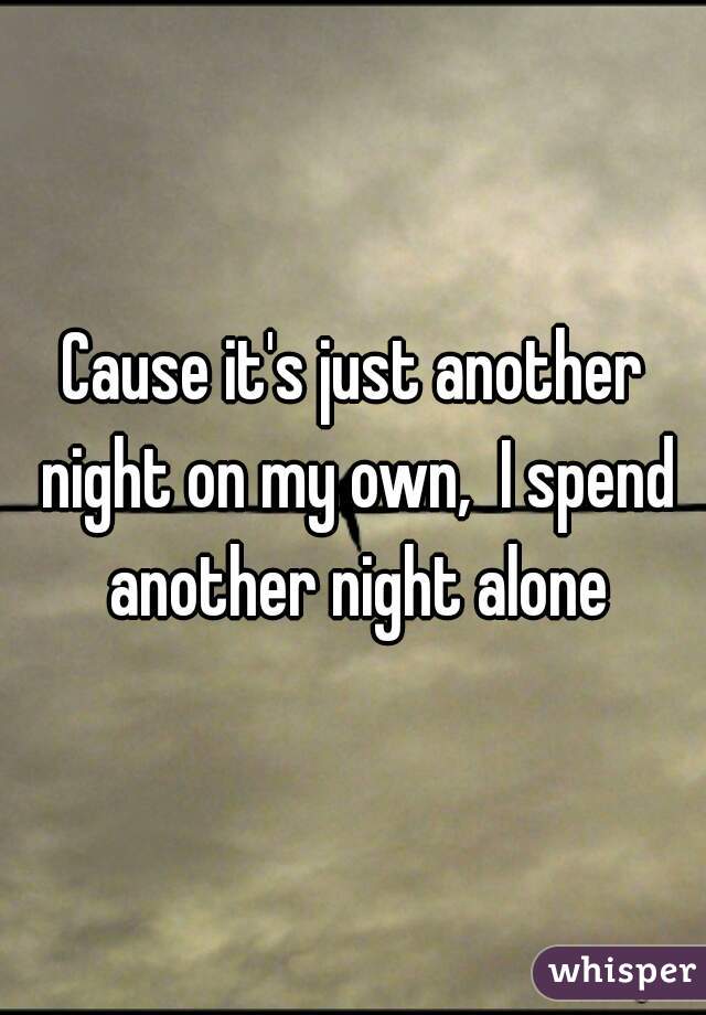 Cause it's just another night on my own,  I spend another night alone