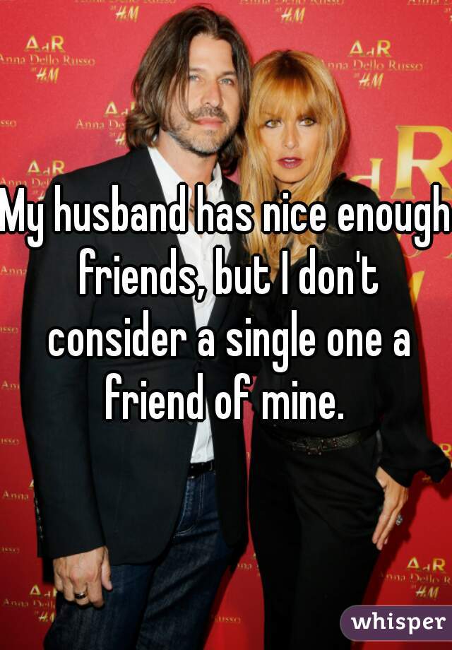 My husband has nice enough friends, but I don't consider a single one a friend of mine. 