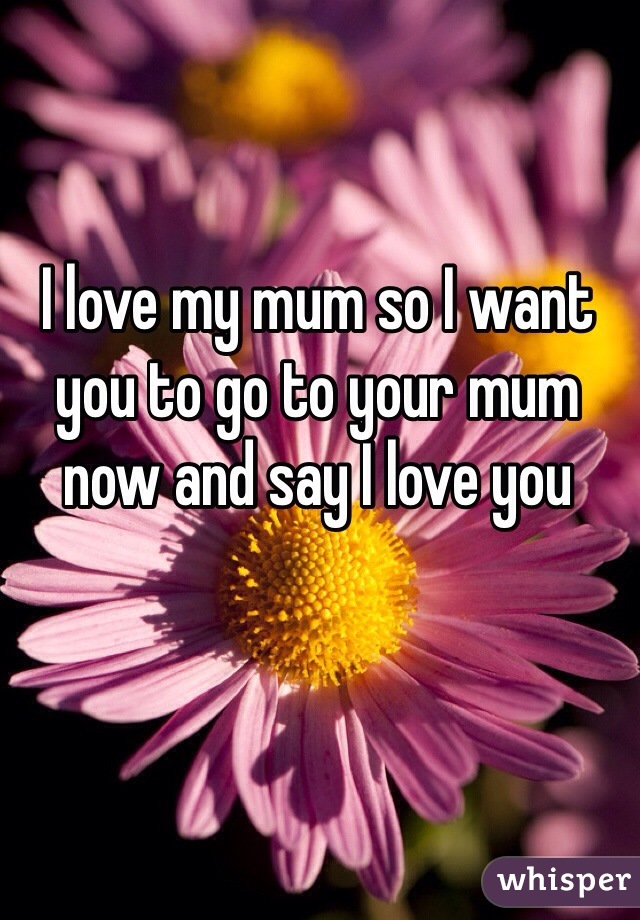 I love my mum so I want you to go to your mum now and say I love you 
