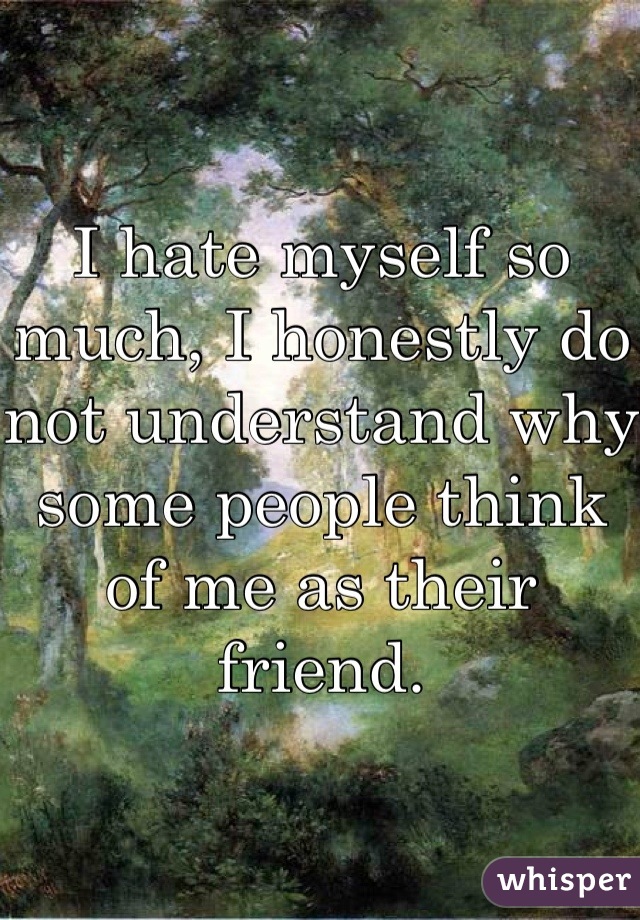 I hate myself so much, I honestly do not understand why some people think of me as their friend.