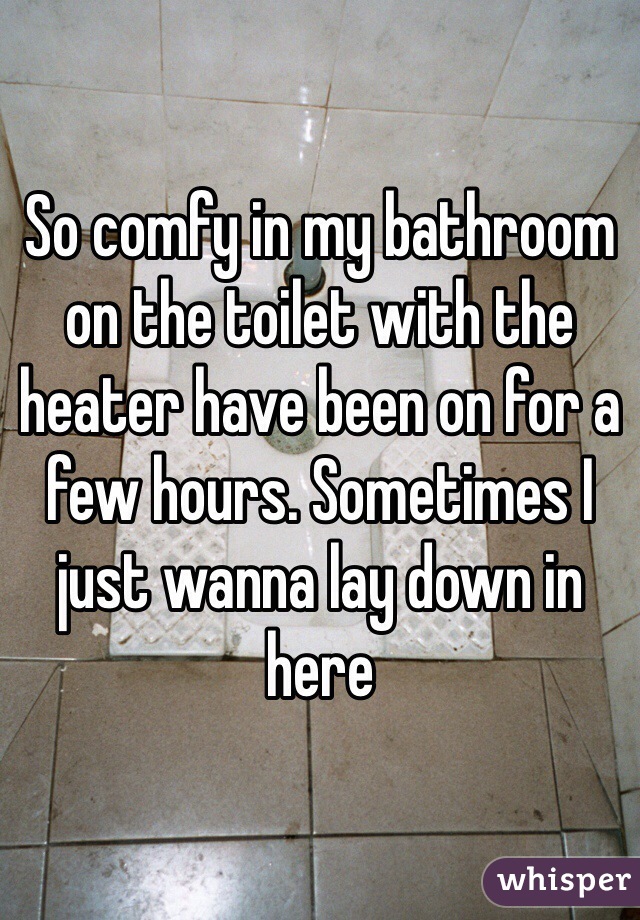 So comfy in my bathroom on the toilet with the heater have been on for a few hours. Sometimes I just wanna lay down in here 