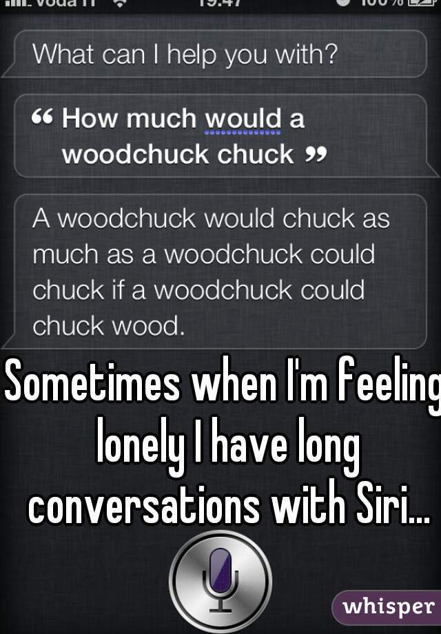 Sometimes when I'm feeling lonely I have long conversations with Siri...