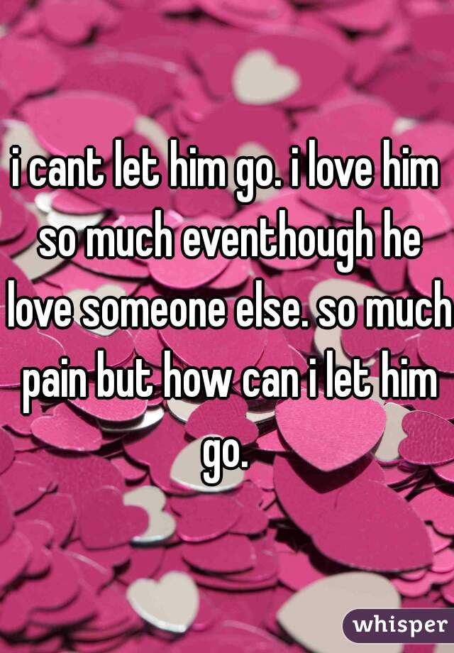 i cant let him go. i love him so much eventhough he love someone else. so much pain but how can i let him go. 