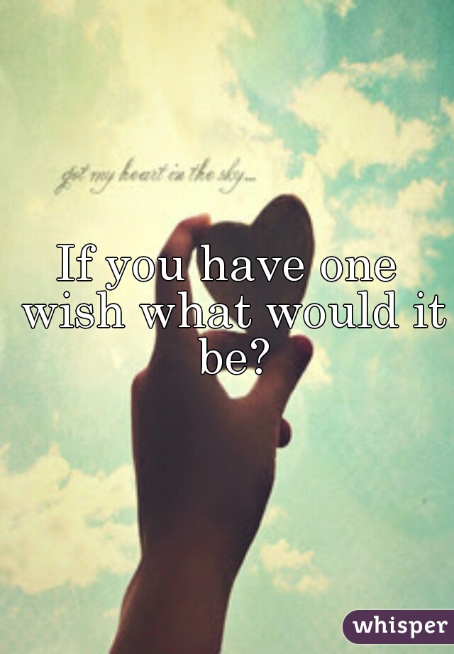 If you have one wish what would it be?