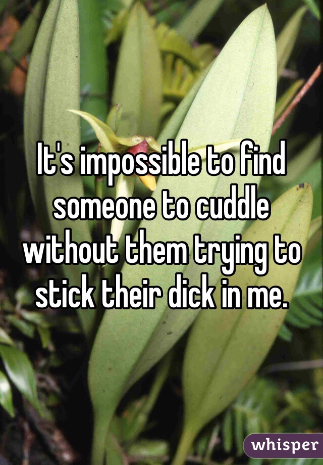 It's impossible to find someone to cuddle without them trying to stick their dick in me.