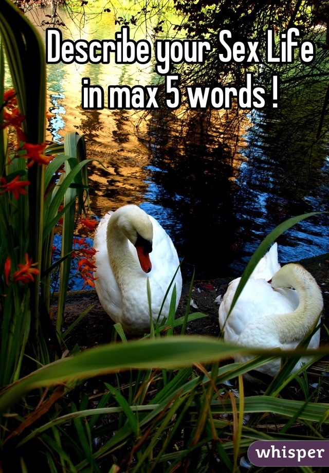 Describe your Sex Life
in max 5 words !