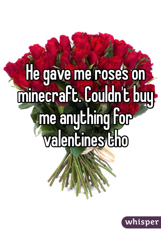 He gave me roses on minecraft. Couldn't buy me anything for valentines tho