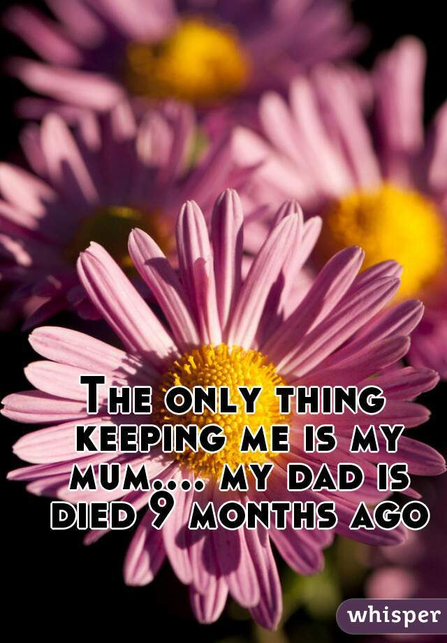 The only thing keeping me is my mum.... my dad is died 9 months ago