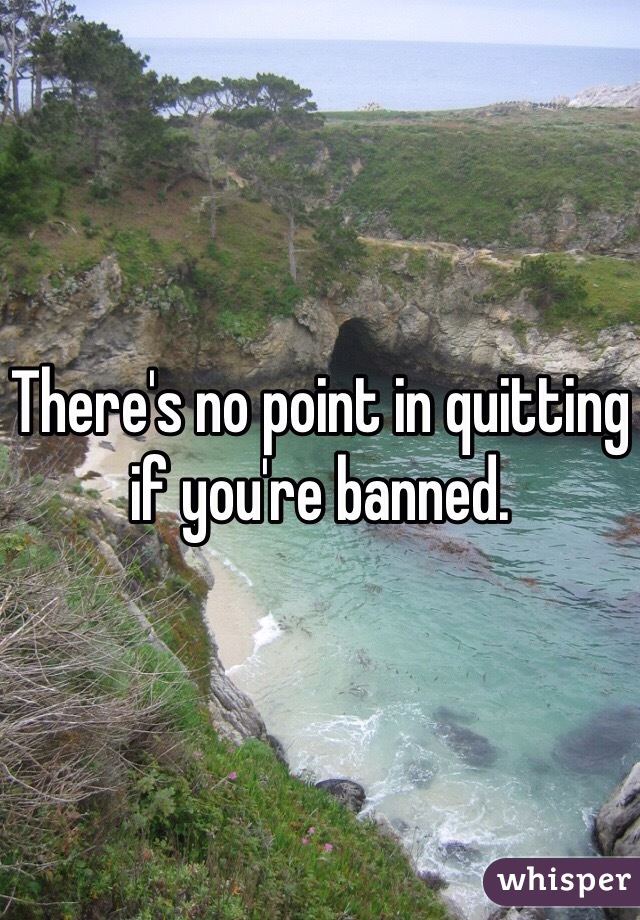 There's no point in quitting if you're banned. 