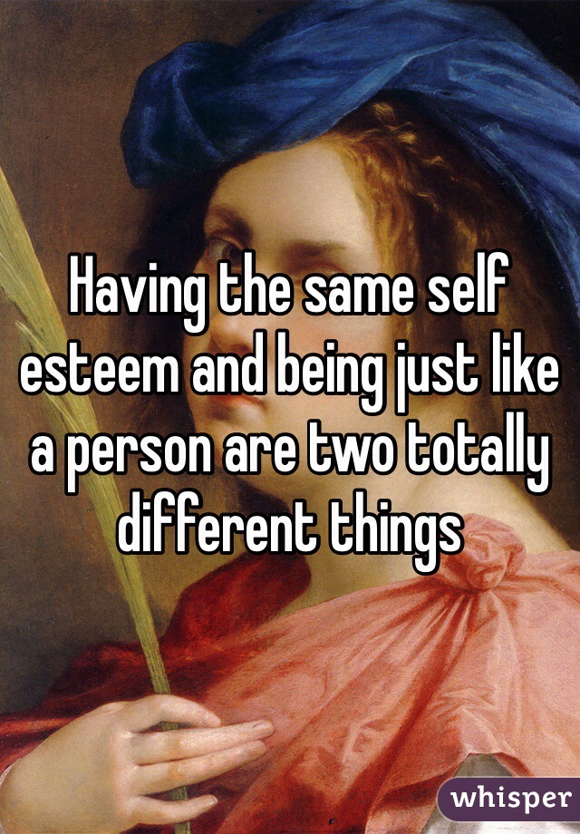 Having the same self esteem and being just like a person are two totally different things