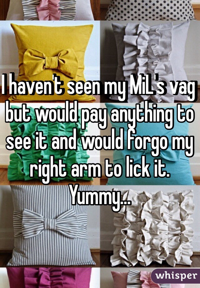 I haven't seen my MiL's vag but would pay anything to see it and would forgo my right arm to lick it. Yummy…