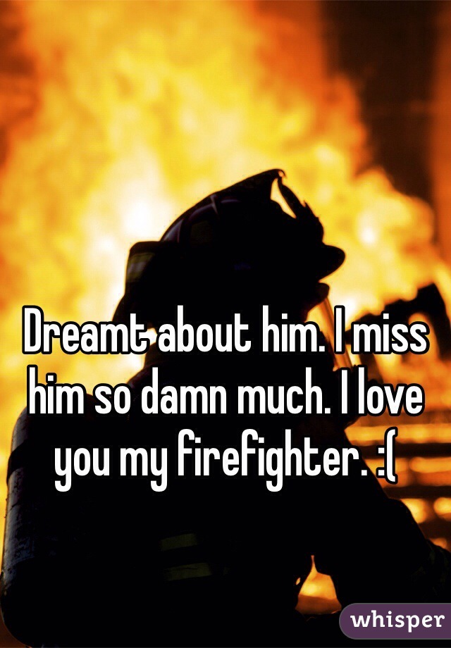 Dreamt about him. I miss him so damn much. I love you my firefighter. :(