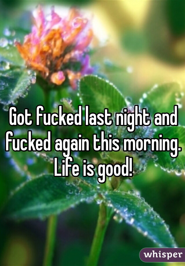 Got fucked last night and fucked again this morning. Life is good! 