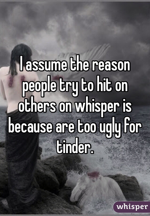 I assume the reason people try to hit on others on whisper is because are too ugly for tinder.