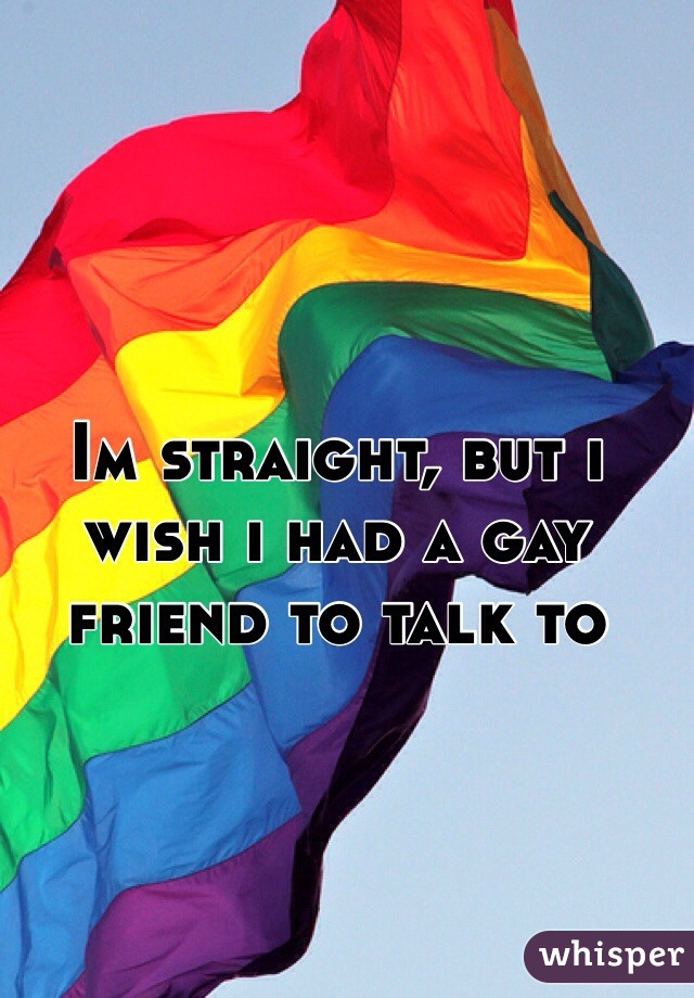 Im straight, but i wish i had a gay friend to talk to
