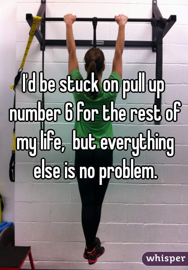 I'd be stuck on pull up number 6 for the rest of my life,  but everything else is no problem.