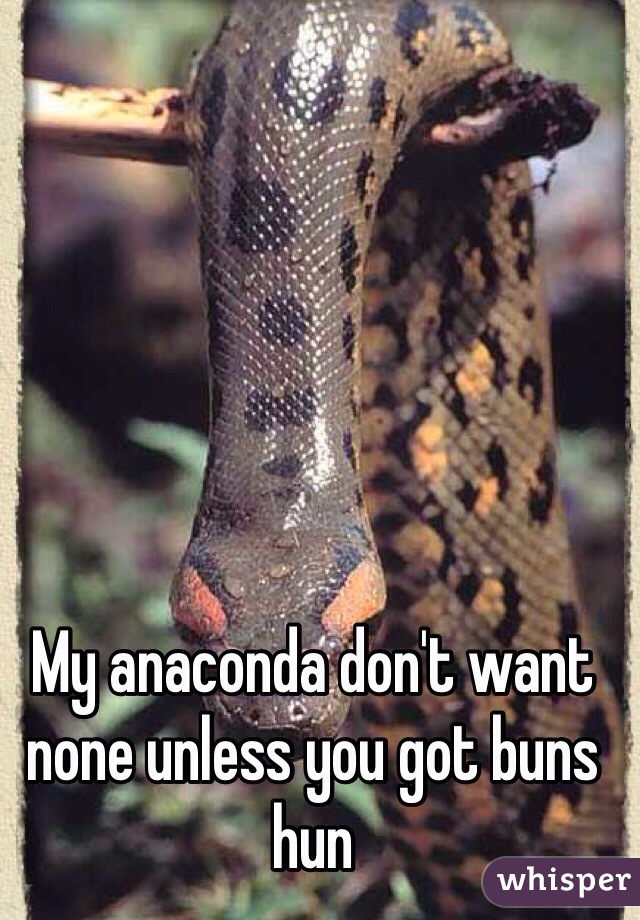 My anaconda don't want none unless you got buns hun 
