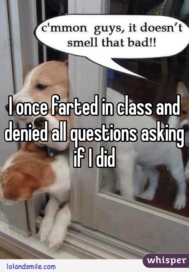 I once farted in class and denied all questions asking if I did