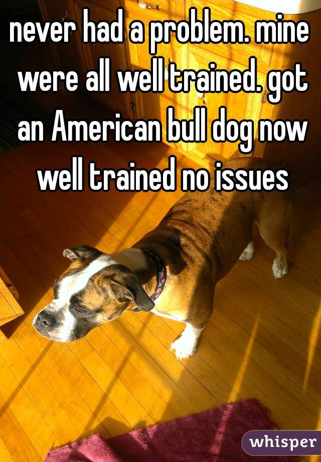 never had a problem. mine were all well trained. got an American bull dog now well trained no issues